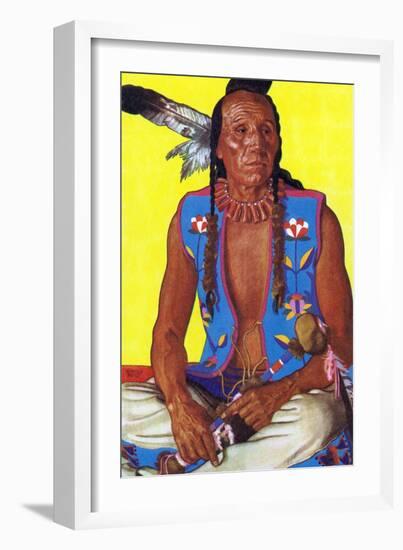 Portrait of Clears Up, a Stalwart Blackfeet Brave-Lantern Press-Framed Art Print