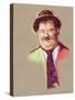 Portrait of Comedian Oliver Hardy (Illustration)-Alessandro Lonati-Stretched Canvas