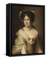 Portrait of Contessa Ortensia Ianni Stella, Bust Length, in an Ivory Chemise, with Flowers in Her…-Jacob Ferdinand Voet-Framed Stretched Canvas