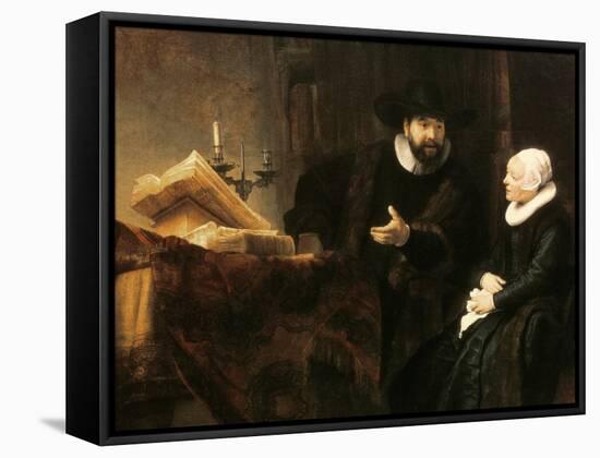 Portrait of Cornelius Anslo and His Wife, 1641-Rembrandt van Rijn-Framed Stretched Canvas