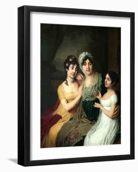 Portrait of Countess Anna Bezborodko with Her Daughters Lyubov and Cleopatra, 1803-Vladimir Lukich Borovikovsky-Framed Giclee Print