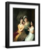 Portrait of Countess Anna Bezborodko with Her Daughters Lyubov and Cleopatra, 1803-Vladimir Lukich Borovikovsky-Framed Premium Giclee Print