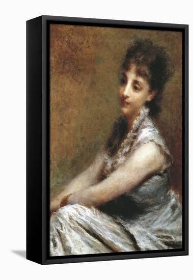 Portrait of Countess Arrivabene Marta Bussi Rosnati, 1880-Daniele Ranzoni-Framed Stretched Canvas