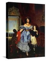 Portrait of Countess Julia Samoilova with Her Stepdaughter Amazillia Pacini and Black Boy-Karl Pavlovich Briullov-Stretched Canvas