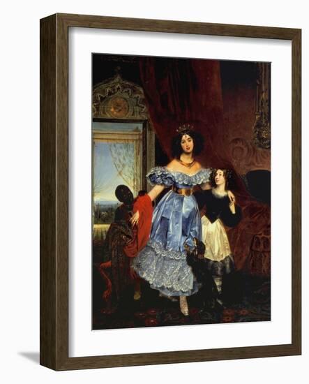 Portrait of Countess Julia Samoilova with Her Stepdaughter Amazillia Pacini and Black Boy-Karl Pavlovich Briullov-Framed Giclee Print