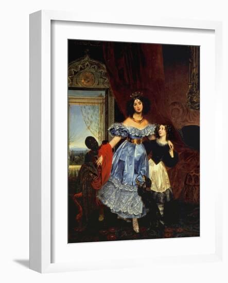 Portrait of Countess Julia Samoilova with Her Stepdaughter Amazillia Pacini and Black Boy-Karl Pavlovich Briullov-Framed Giclee Print