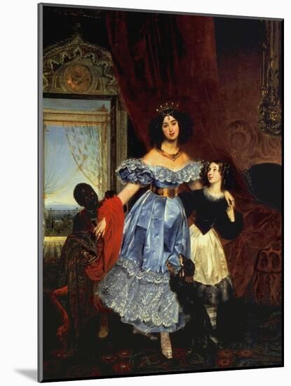 Portrait of Countess Julia Samoilova with Her Stepdaughter Amazillia Pacini and Black Boy-Karl Pavlovich Briullov-Mounted Giclee Print