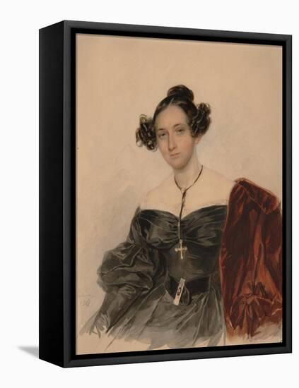 Portrait of Countess Nadezhda Ivanovna Golitsyna (1796-186), Née Countess Kutaysova, 1832-Pyotr Fyodorovich Sokolov-Framed Stretched Canvas