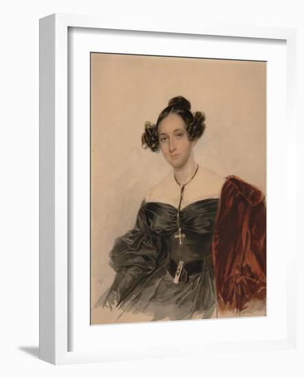 Portrait of Countess Nadezhda Ivanovna Golitsyna (1796-186), Née Countess Kutaysova, 1832-Pyotr Fyodorovich Sokolov-Framed Giclee Print