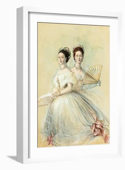 Portrait of Czarina Maria Feodorovna and Her Sister Alexandra-Franz Xaver Winterhalter-Framed Giclee Print