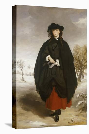 Portrait of Daisy Grant, the Artist's Daughter, Wearing a Black Dress, Red Petticoat, Black Shawl-Sir Francis Grant-Stretched Canvas