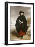 Portrait of Daisy Grant, the Artist's Daughter, Wearing a Black Dress, Red Petticoat, Black Shawl-Sir Francis Grant-Framed Giclee Print