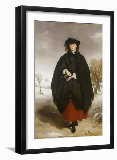 Portrait of Daisy Grant, the Artist's Daughter, Wearing a Black Dress, Red Petticoat, Black Shawl-Sir Francis Grant-Framed Giclee Print