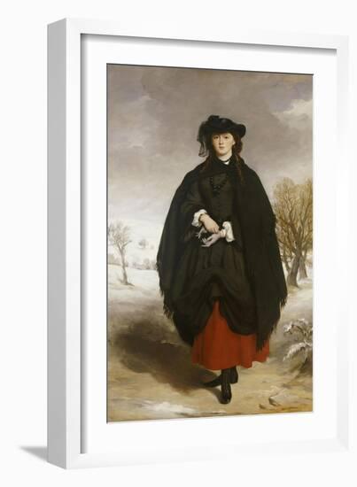 Portrait of Daisy Grant, the Artist's Daughter, Wearing a Black Dress, Red Petticoat, Black Shawl-Sir Francis Grant-Framed Giclee Print