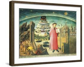 Portrait of Dante Alighieri, Florence and the Allegory of the Divine Comedy-null-Framed Giclee Print