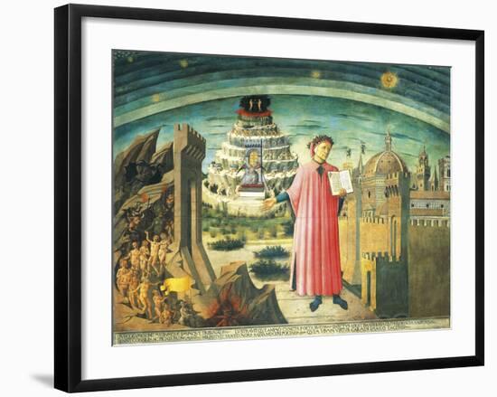 Portrait of Dante Alighieri, Florence and the Allegory of the Divine Comedy-null-Framed Giclee Print