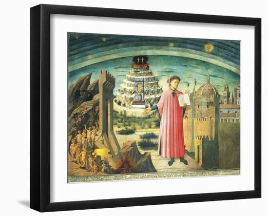 Portrait of Dante Alighieri, Florence and the Allegory of the Divine Comedy-null-Framed Giclee Print