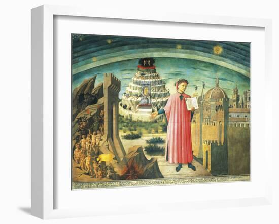 Portrait of Dante Alighieri, Florence and the Allegory of the Divine Comedy-null-Framed Giclee Print