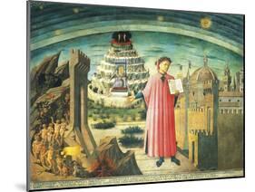 Portrait of Dante Alighieri, Florence and the Allegory of the Divine Comedy-null-Mounted Giclee Print