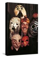 Portrait of Dario Fo with Masks-null-Stretched Canvas