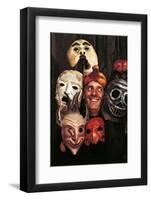 Portrait of Dario Fo with Masks-null-Framed Photographic Print