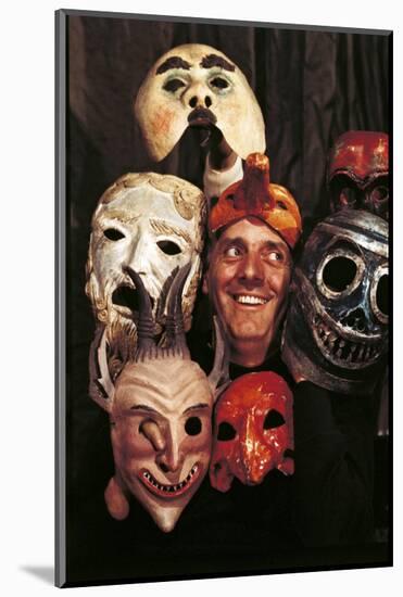 Portrait of Dario Fo with Masks-null-Mounted Photographic Print
