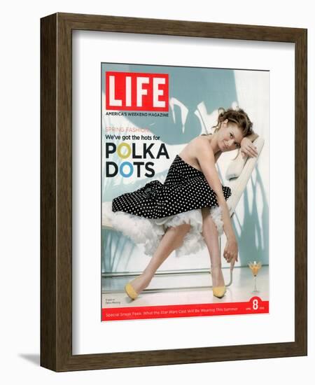 Portrait of Debra Messing Wearing Polka Dot Dress by Tracy and Michael, April 8, 2005-Lee Jenkins-Framed Photographic Print
