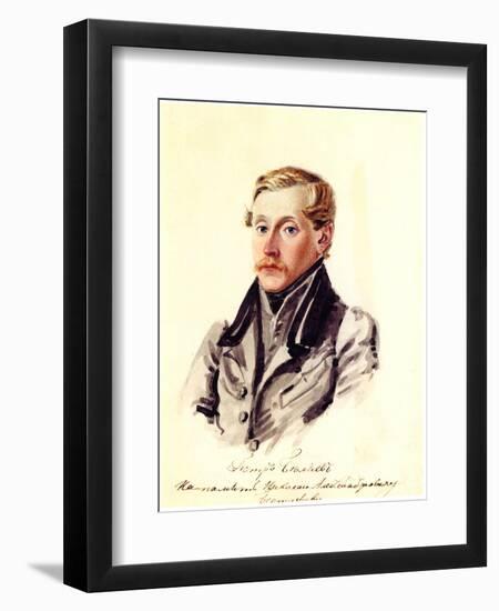 Portrait of Decembrist Pyotr Belyaev (1804-186), 1832-1833-Nikolai Alexandrovich Bestuzhev-Framed Giclee Print