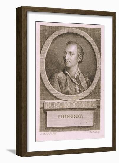 Portrait of Denis Diderot-Augustin De Saint-aubin-Framed Giclee Print