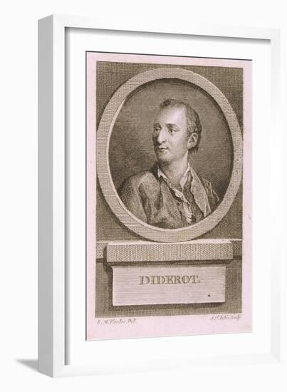 Portrait of Denis Diderot-Augustin De Saint-aubin-Framed Giclee Print