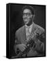 Portrait of Dizzy Gillespie, "Bebop" King, Holding His Trumpet-Allan Grant-Framed Stretched Canvas