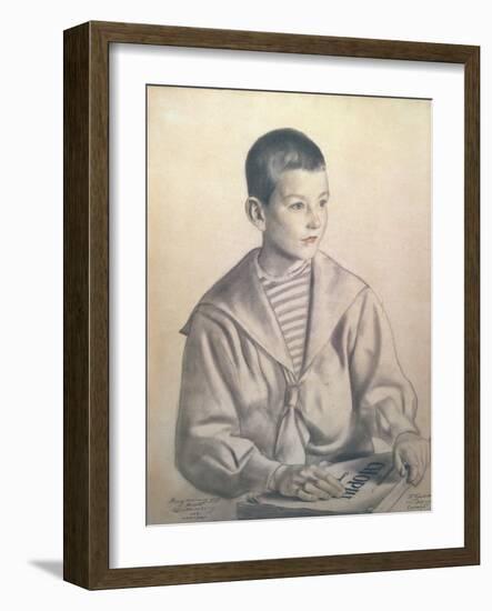 Portrait of Dmitri Dmitrievich Shostakovich-B. M. Kustodiev-Framed Giclee Print