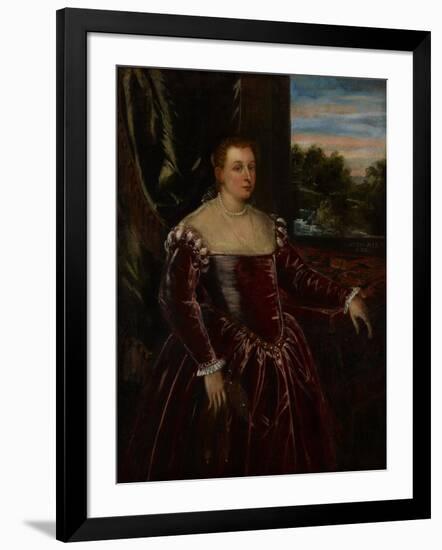 Portrait of Dogaressa Morosina Morosini, 1570-80-Jacopo Robusti Tintoretto-Framed Giclee Print