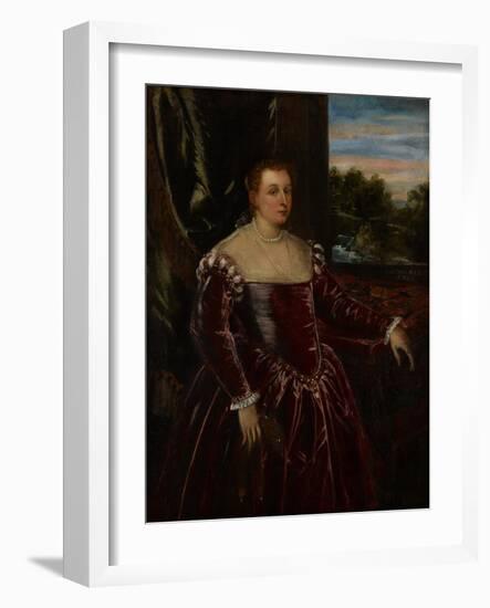 Portrait of Dogaressa Morosina Morosini, 1570-80-Jacopo Robusti Tintoretto-Framed Giclee Print