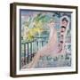 Portrait of Dolly Davis on a Balcony in Front of the Old Bridge of Alma-Jacqueline Marval-Framed Giclee Print