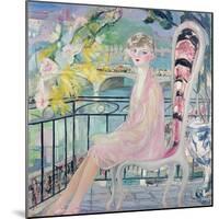 Portrait of Dolly Davis on a Balcony in Front of the Old Bridge of Alma-Jacqueline Marval-Mounted Giclee Print