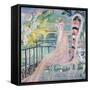 Portrait of Dolly Davis on a Balcony in Front of the Old Bridge of Alma-Jacqueline Marval-Framed Stretched Canvas