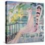 Portrait of Dolly Davis on a Balcony in Front of the Old Bridge of Alma-Jacqueline Marval-Stretched Canvas
