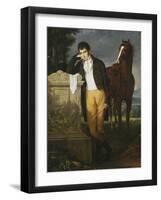 Portrait of Don Luigi Grimaldi, Prince of Santa Cruce, Leaning on the Tomb of His Fiancee Fanny-Francois-Xavier Fabre-Framed Giclee Print