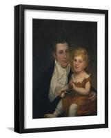 Portrait of Dr. Samuel Simes and His Daughter, Mary Jane-Thomas Birch-Framed Giclee Print