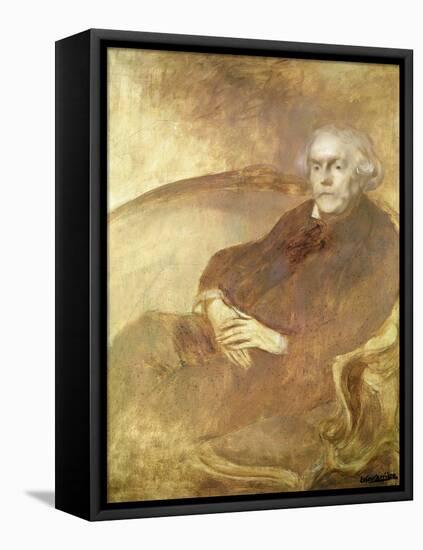 Portrait of Edmond De Goncourt (Oil on Canvas)-Eugene Carriere-Framed Stretched Canvas