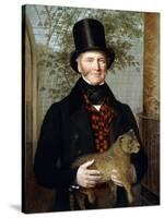 Portrait of Edward Cross, Half-Length, in a Black Coat and Red-Check Waistcoat Holding a Lion Cub-Jacques-Laurent Agasse-Stretched Canvas