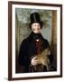 Portrait of Edward Cross, Half-Length, in a Black Coat and Red-Check Waistcoat Holding a Lion Cub-Jacques-Laurent Agasse-Framed Giclee Print