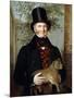 Portrait of Edward Cross, Half-Length, in a Black Coat and Red-Check Waistcoat Holding a Lion Cub-Jacques-Laurent Agasse-Mounted Giclee Print