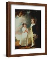 Portrait of Edward Stanley (D.1851) 13th Earl of Derby, with His Sister, Lady Charlotte Stanley-George Romney-Framed Giclee Print