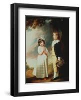 Portrait of Edward Stanley (D.1851) 13th Earl of Derby, with His Sister, Lady Charlotte Stanley-George Romney-Framed Giclee Print