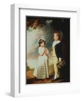 Portrait of Edward Stanley (D.1851) 13th Earl of Derby, with His Sister, Lady Charlotte Stanley-George Romney-Framed Giclee Print