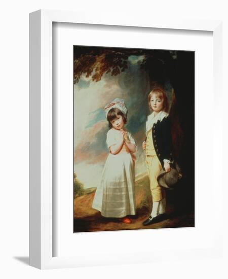 Portrait of Edward Stanley (D.1851) 13th Earl of Derby, with His Sister, Lady Charlotte Stanley-George Romney-Framed Giclee Print