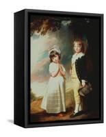 Portrait of Edward Stanley (D.1851) 13th Earl of Derby, with His Sister, Lady Charlotte Stanley-George Romney-Framed Stretched Canvas