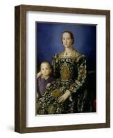 Portrait of Eleanor of Toledo and Her Son, Giovanni de Medici, c.1544-45-Agnolo Bronzino-Framed Giclee Print